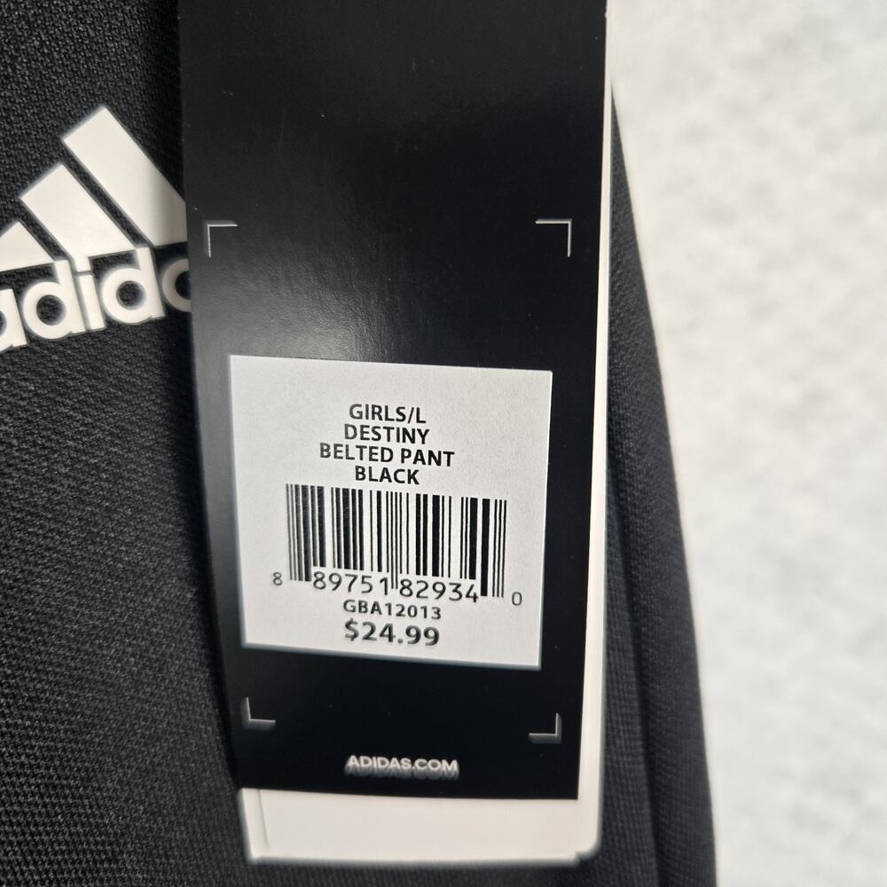 NWT Adidas Softball Pants Girls L Y13-14 Black Stretch Sporty Uniform Classic - Picture 3 of 9